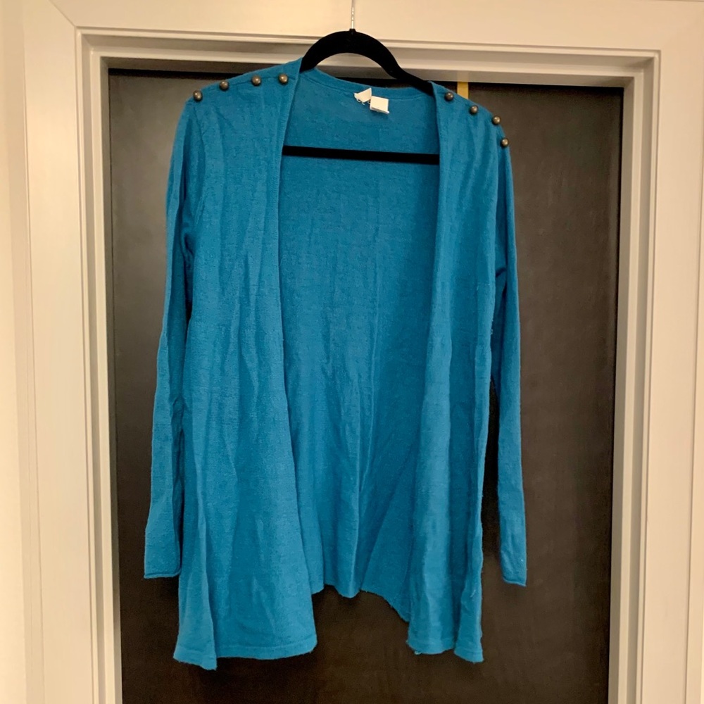 Anthropologie brass button convertible cardigan M